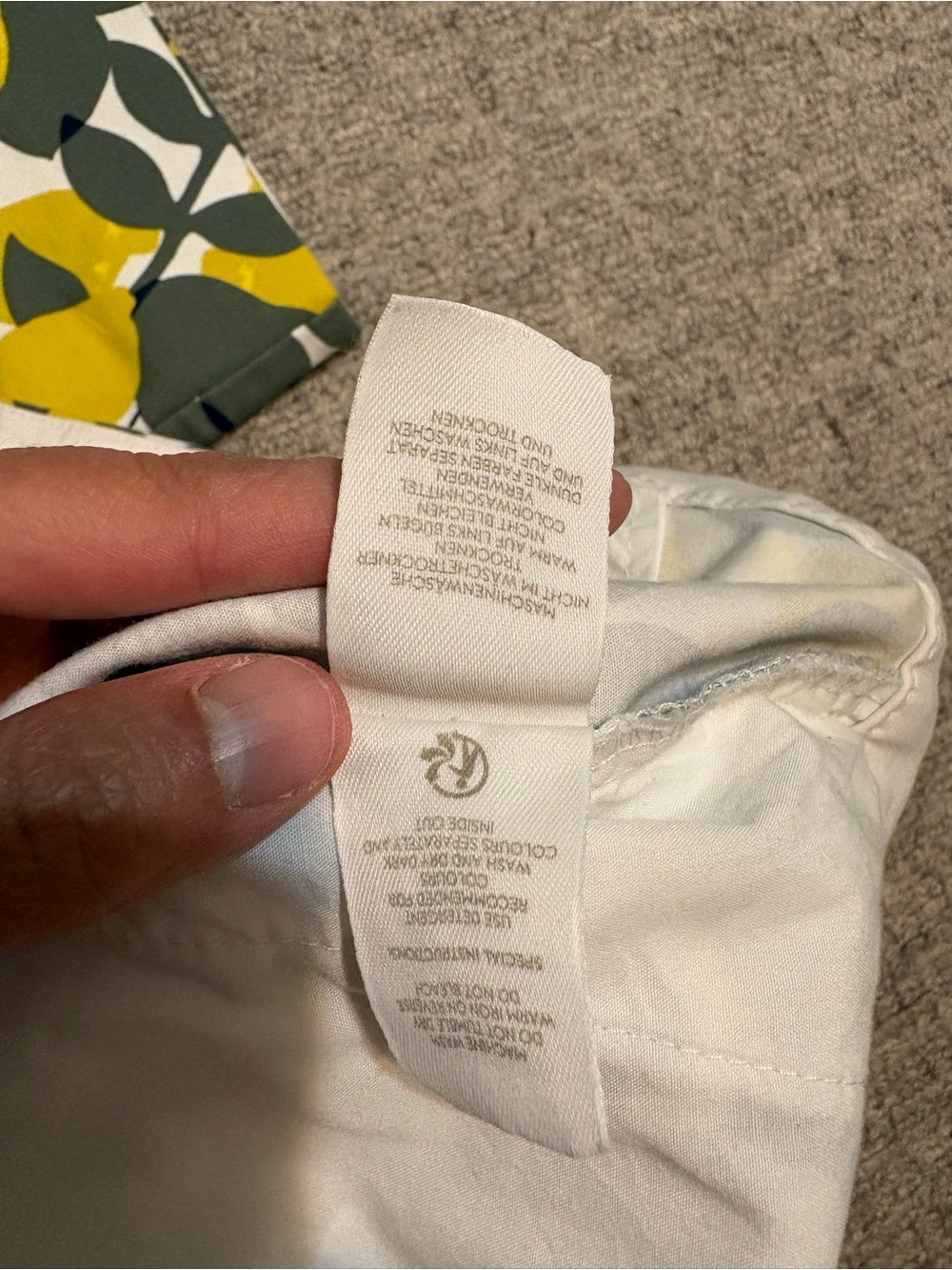 Boden White Cropped Pants with Bright Lemons and Olive / Navy Leaf Print - Picture 13 of 15